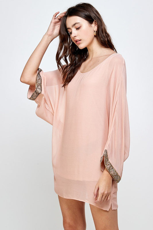 Batwing Sleeve Shift Dress – Effortless Flow and Elegance