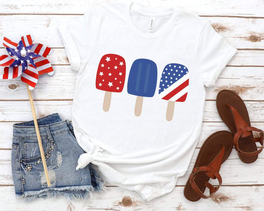 Red White Blue Patriotic Popsicle Tee