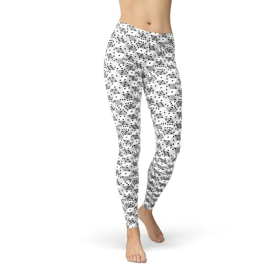 Womens Black and White Dice Leggings